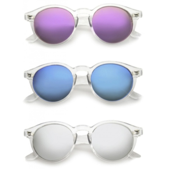clear frame mirror lens sunglasses